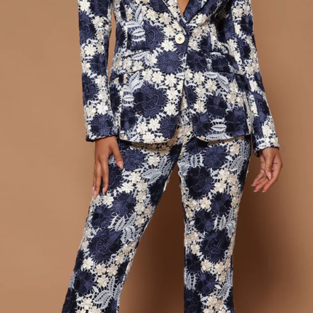 Fashion Nova Kaelie Lace Blazer and Pants